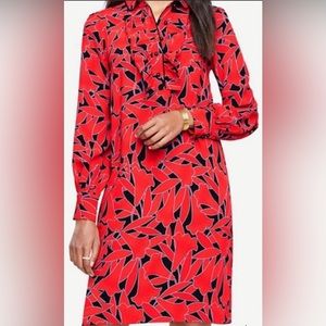 Ann Taylor Floral Ruffle Shirtdress in Night Sky Sz Small